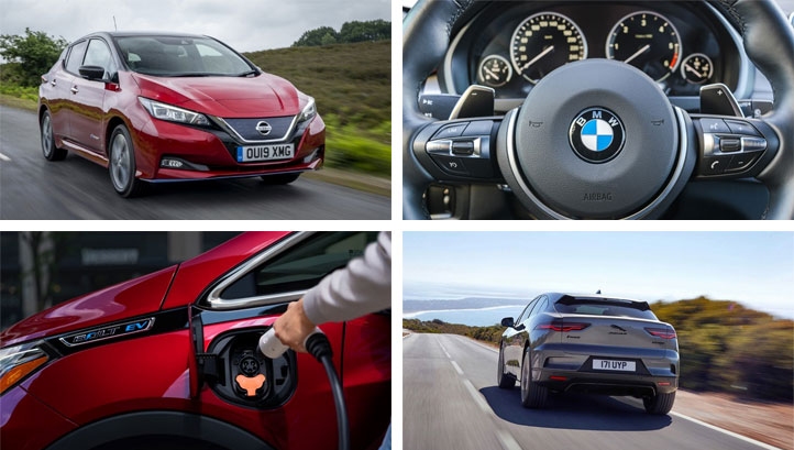 Read on to find out how 16 of the world's biggest carmakers are approaching the EV transition. Images (clockwise from top left): Nissan, BMW, JLR, GM